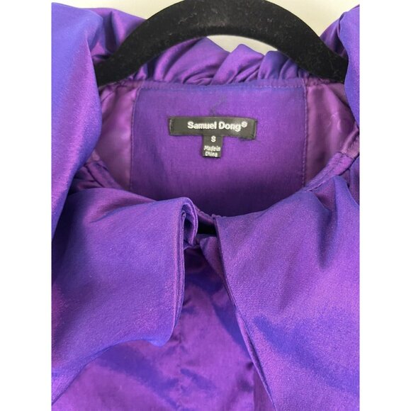 Samuel Dong Cropped Dress Jacket Womens Size S Iridescent Ruffles Music Note Zip - Picture 9 of 16